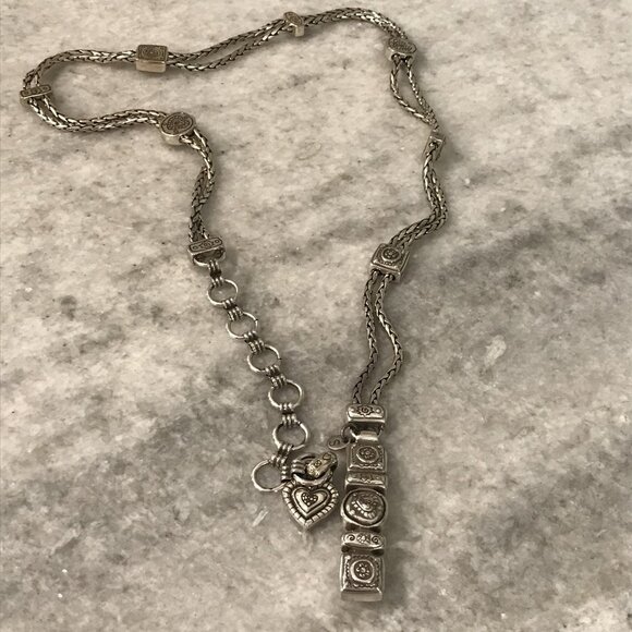 Brighton Belt Womens Small Silver Heart Charm Double Strand Boho Southwestern - Picture 9 of 10